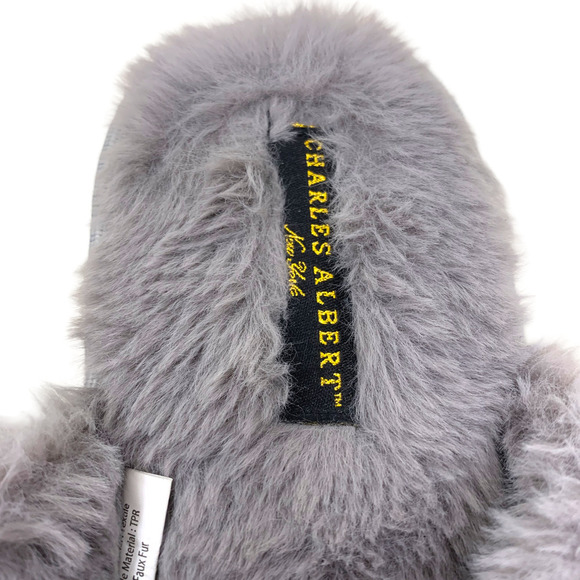 Charles Albert Sz M 7-8 Fluffy Faux Fur Criss Cross Scuffs Slippers House Shoes - Picture 3 of 5